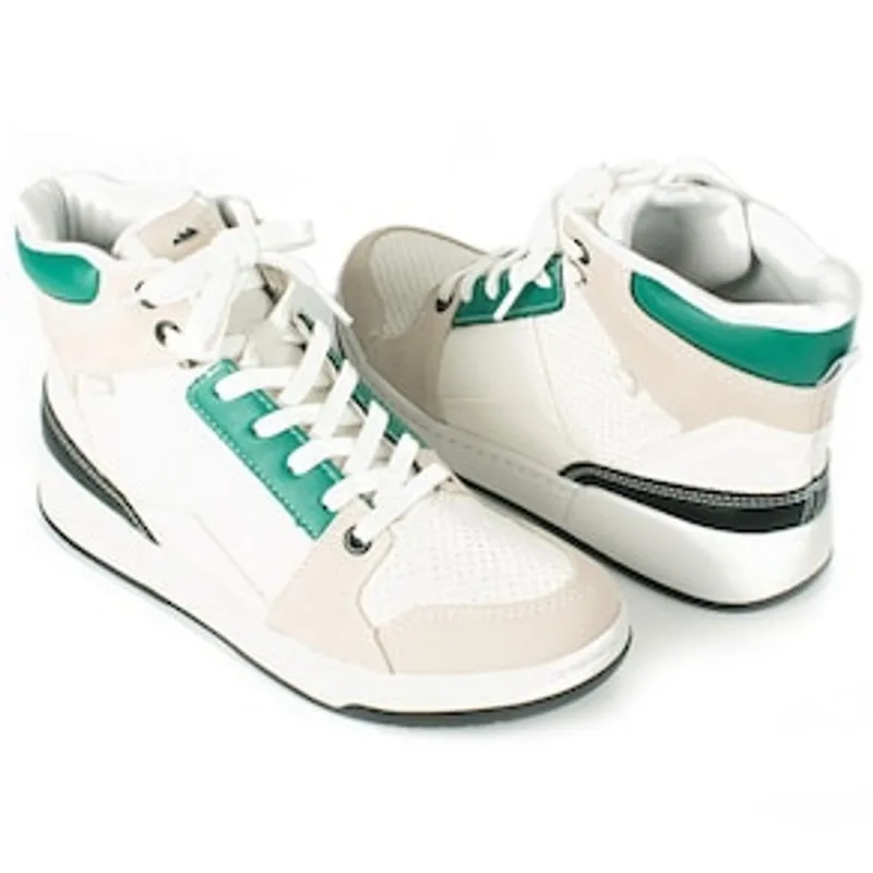 Tênis Feminino Botinha Coniglio G4691-0002 Dakota - Branco/Verde - Tamanho 34 Branco