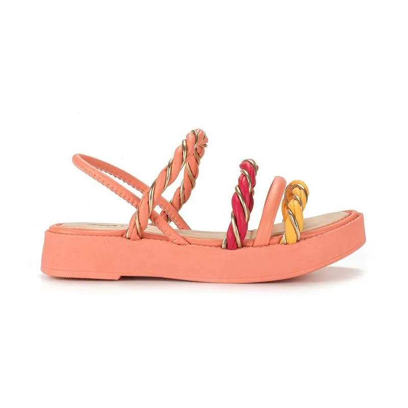 Sandália Pink Cats Infantil Flatform Rosa e Amarela 36