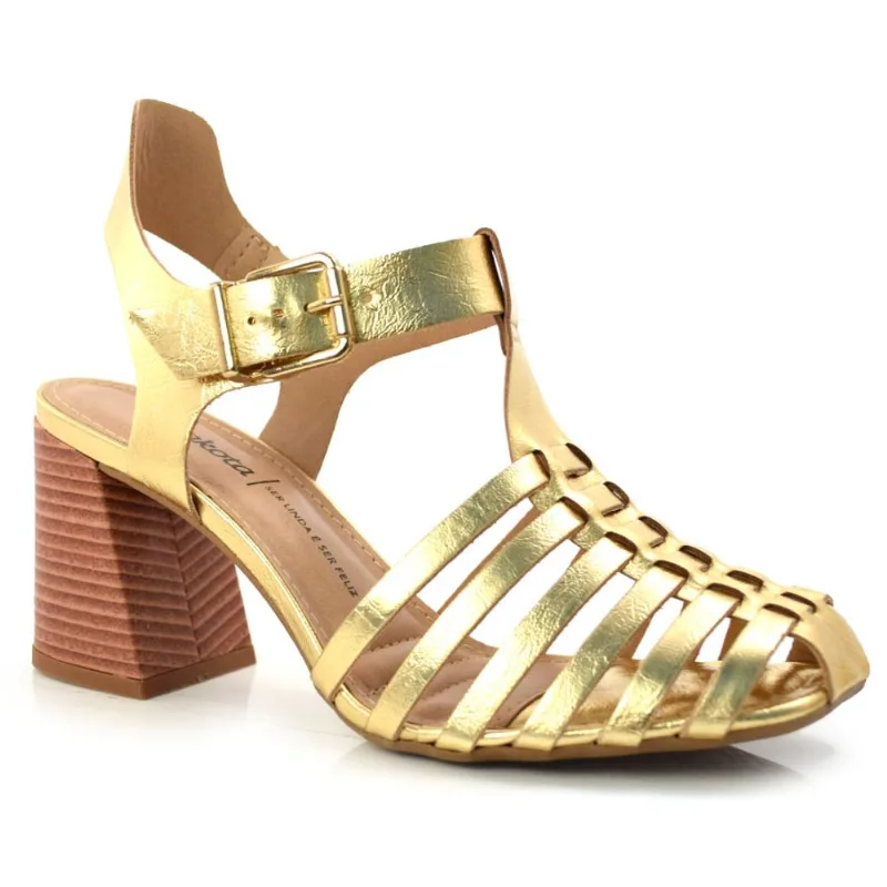Sandália Fisherman de Salto Bloco Médio Dakota Amarelo Y0561 34