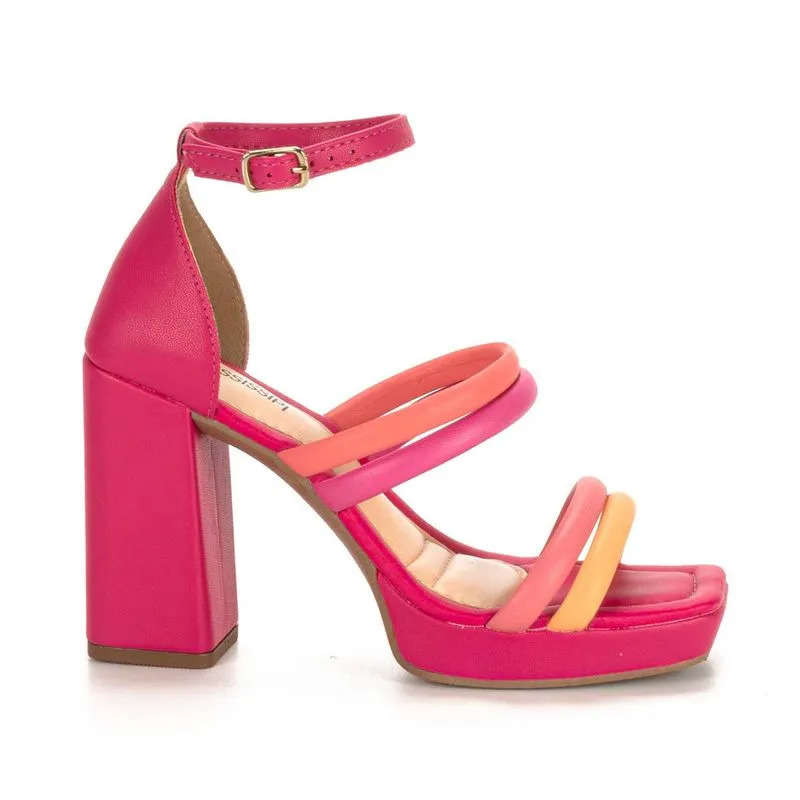 Sandália Mississipi de Salto Bloco Colorida 34