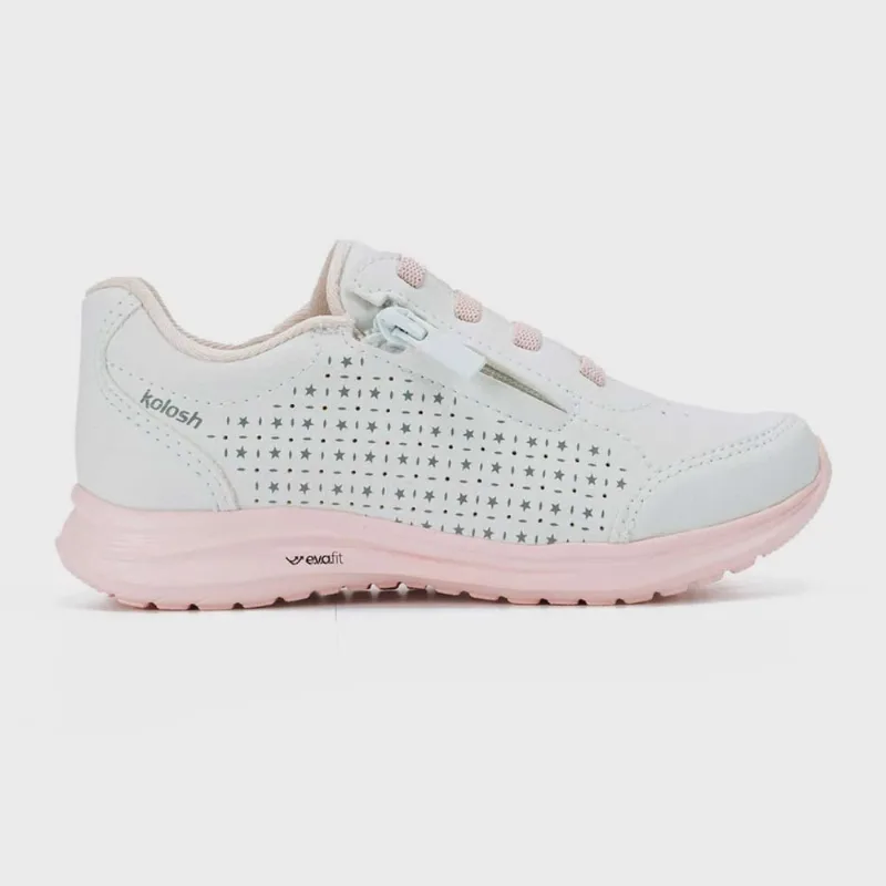 Tênis Kolosh Infantil Calce Fácil Recortes Laser Zíper Off-White