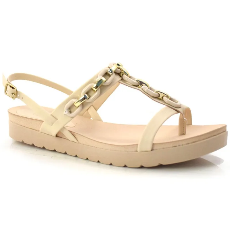 Sandália Feminina Flat Dakota Creme Y0381 35