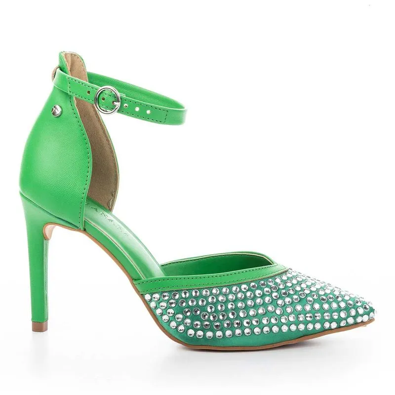 Scarpin Tanara de Salto Fino Verde com Brilhos 36