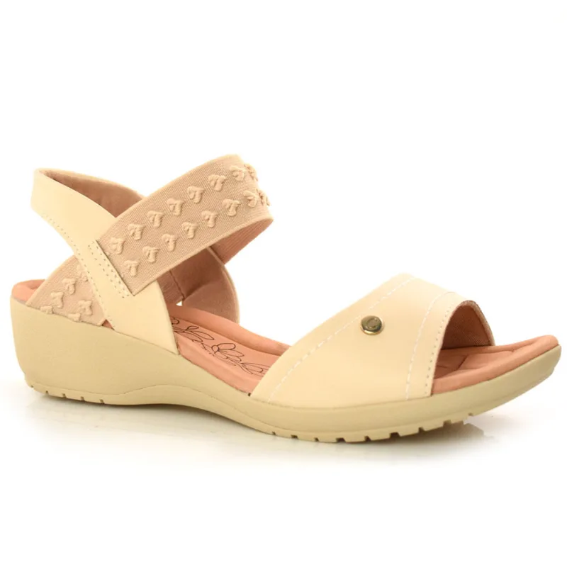 Sandália Anabela Feminina Campesí Creme L8874 35