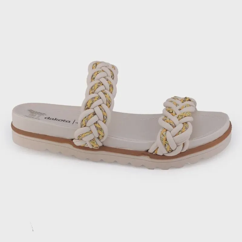 Chinelo Flatform feminino Dakota Y0081 plataforma Trança cor