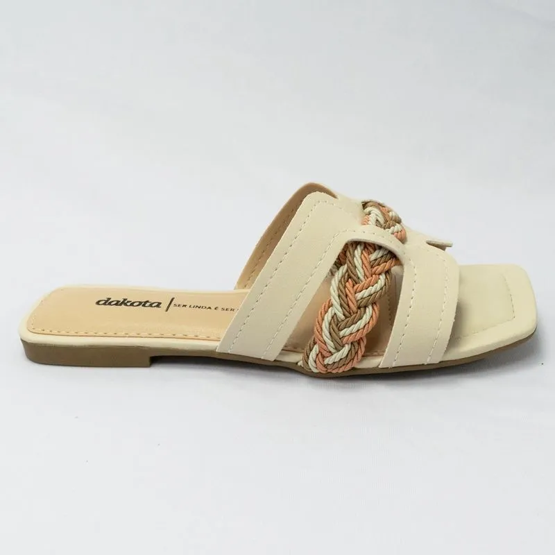 Chinelo Dakota Y0351 Rasteirinha almeria Tule Nude