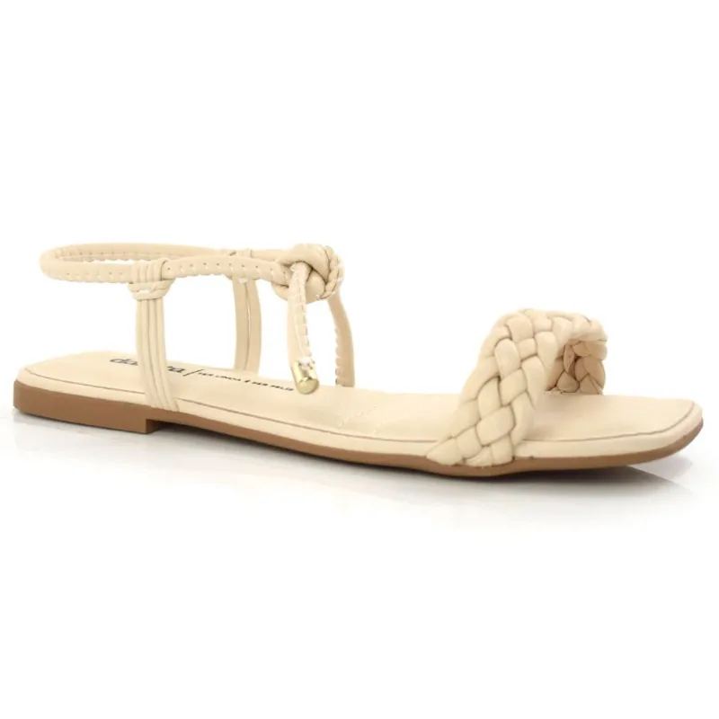 Sandália Rasteira de Amarrar na Perna Dakota Creme Y0433 38