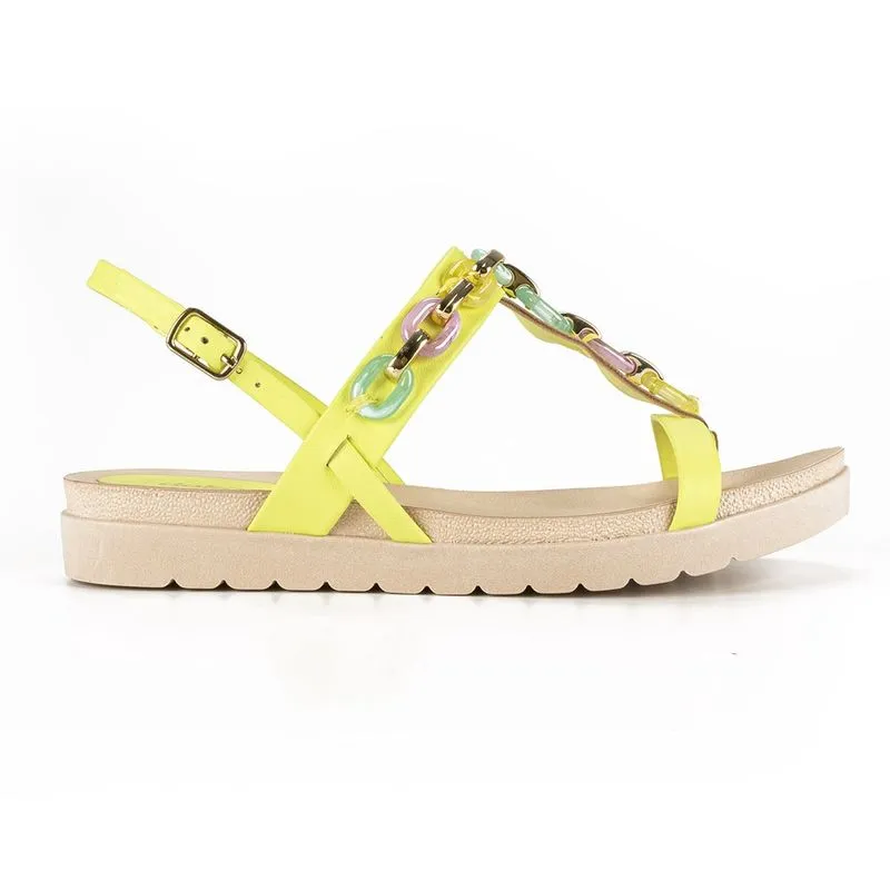Sandália Fem Dakota Correntes Multicolor/Amarelo Y0381-0004