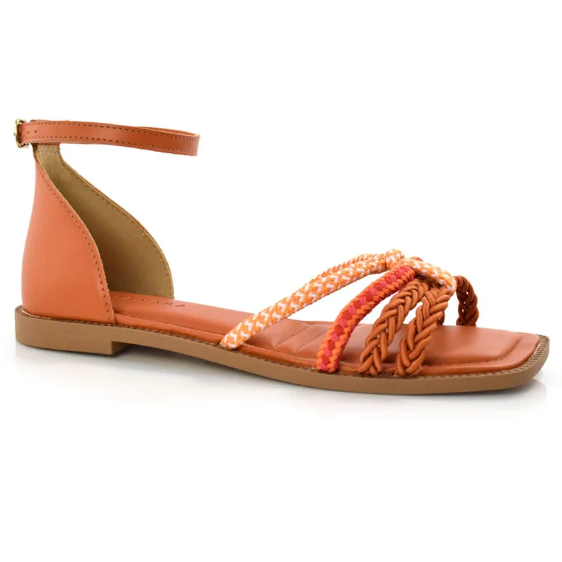 Sandália Rasteira Feminina Tanara Marrom T6784 37
