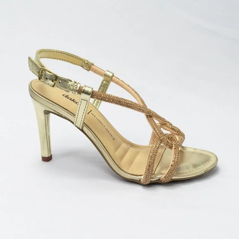 Sandália Dakota Y0631 Salto fino Rives com tiras Strass Rose
