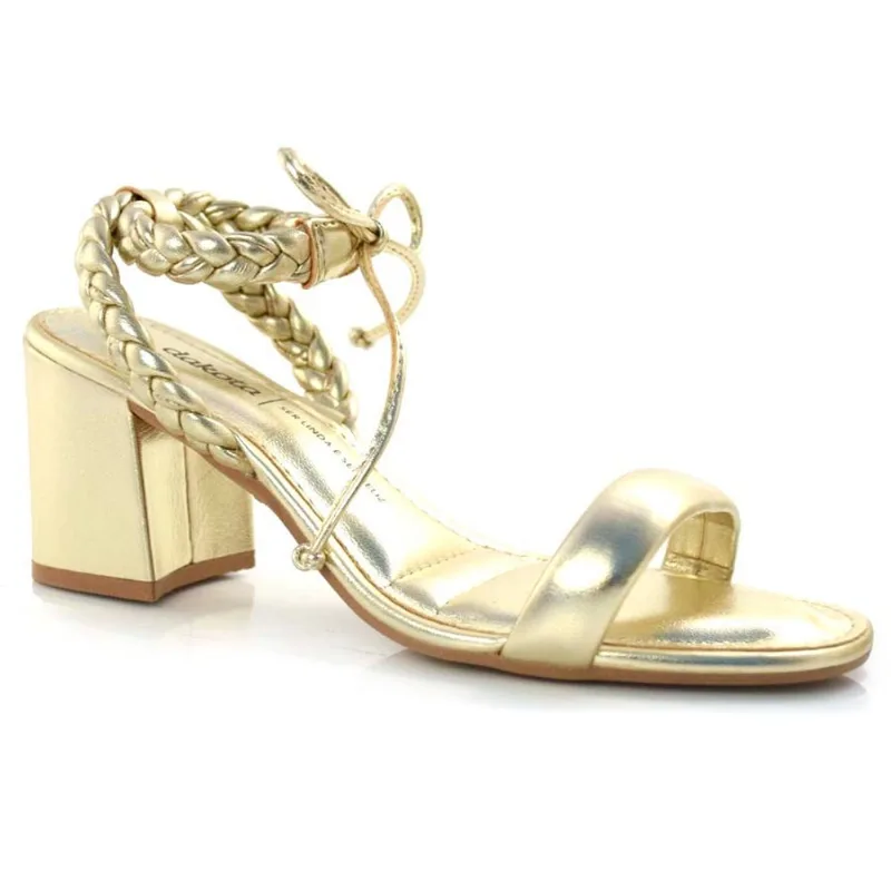Sandália Feminina com Salto Bloco Dakota Champagne Y0443 35