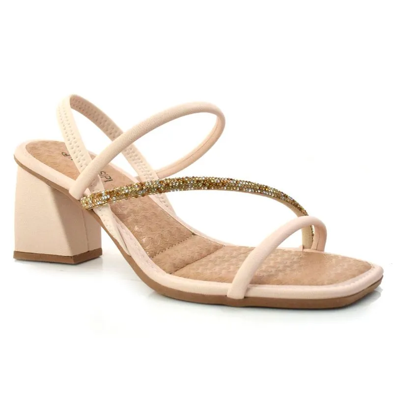 Sandália de Salto Bloco Feminina Mississipi Creme Q7301 33