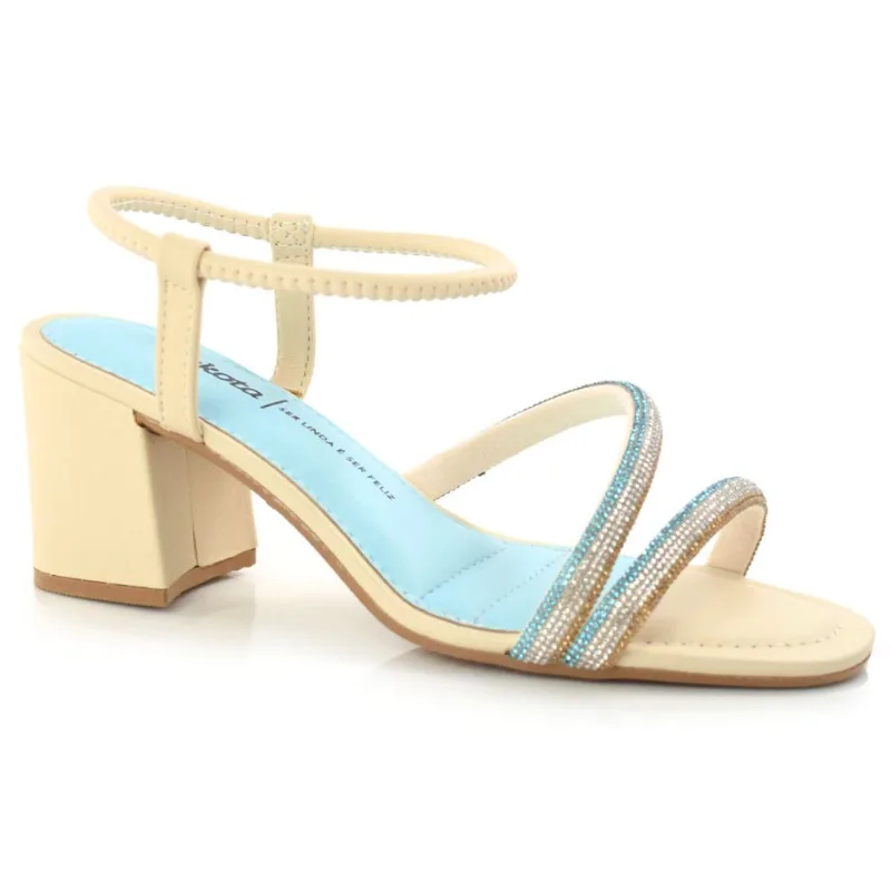 Sandália Feminina com Salto Bloco Dakota Creme Y1061 37