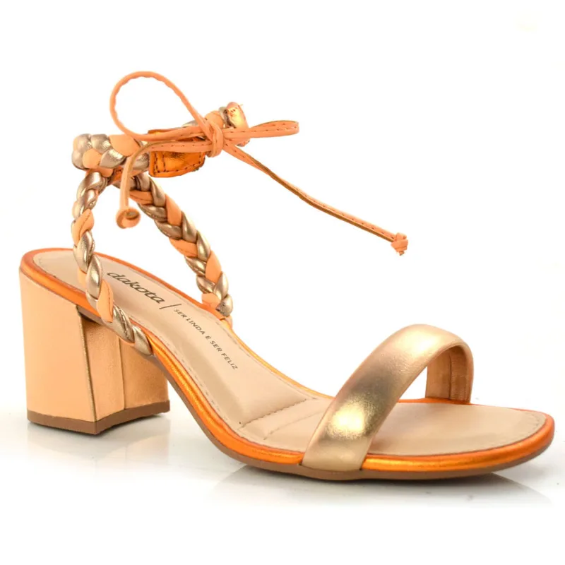 Sandália Feminina com Salto Bloco Dakota Laranja Y0443 36
