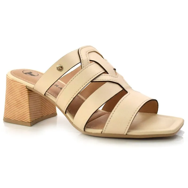 Tamanco de Salto Bloco Tanara Creme T6862 36
