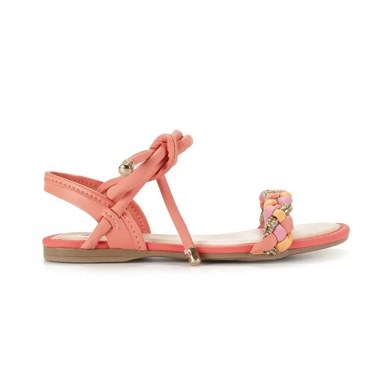 Sandália Pink Cats Rasteira Laranja com Amarração 30