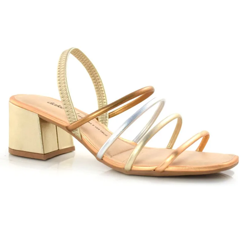 Sandália Feminina com Salto Bloco Dakota Ouro Rosê Y2081 37