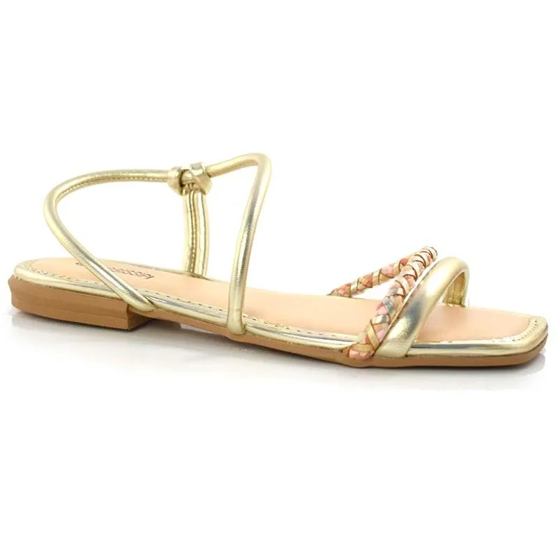 Sandália Rasteira Feminina Mississipi Dourado Q8253 37