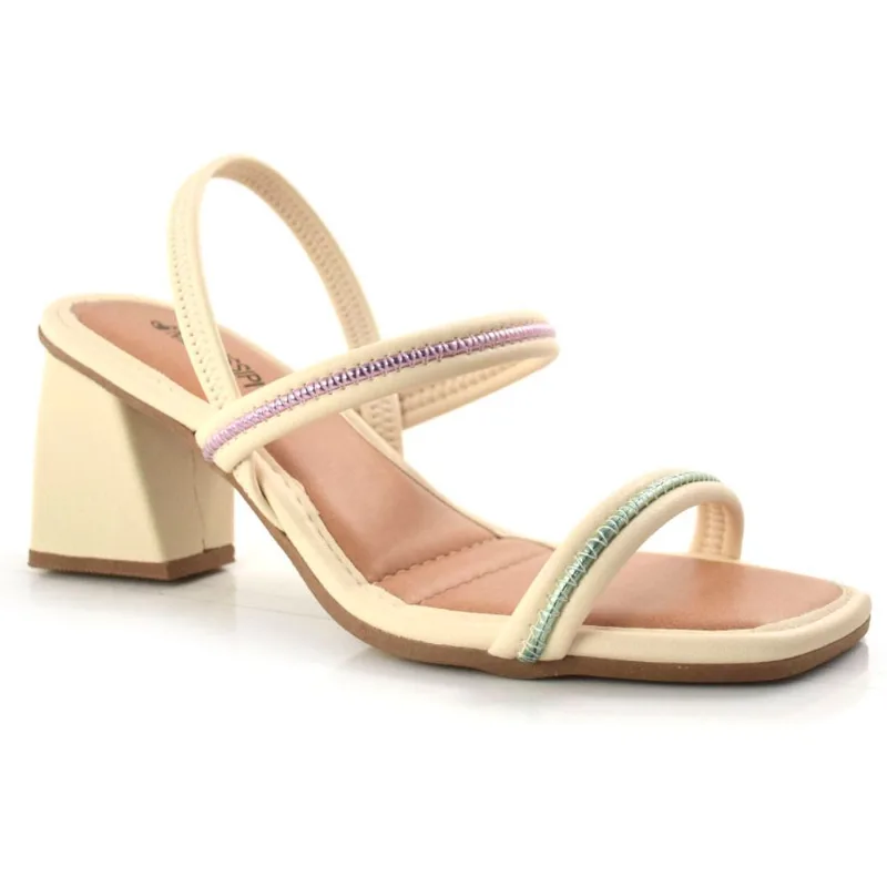 Sandália Feminina de Salto Bloco Mississipi Off White Q7804 34