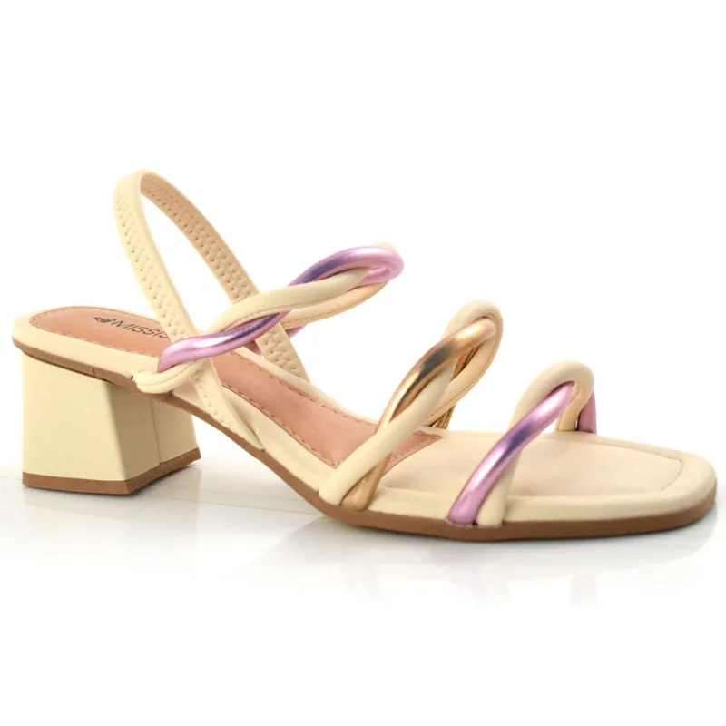 Sandália Feminina com Salto Bloco Mississipi Off White Q8192 37