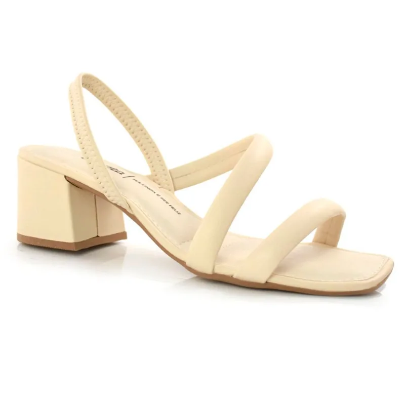 Sandália Feminina com Salto Bloco Dakota Off White Y2082 33
