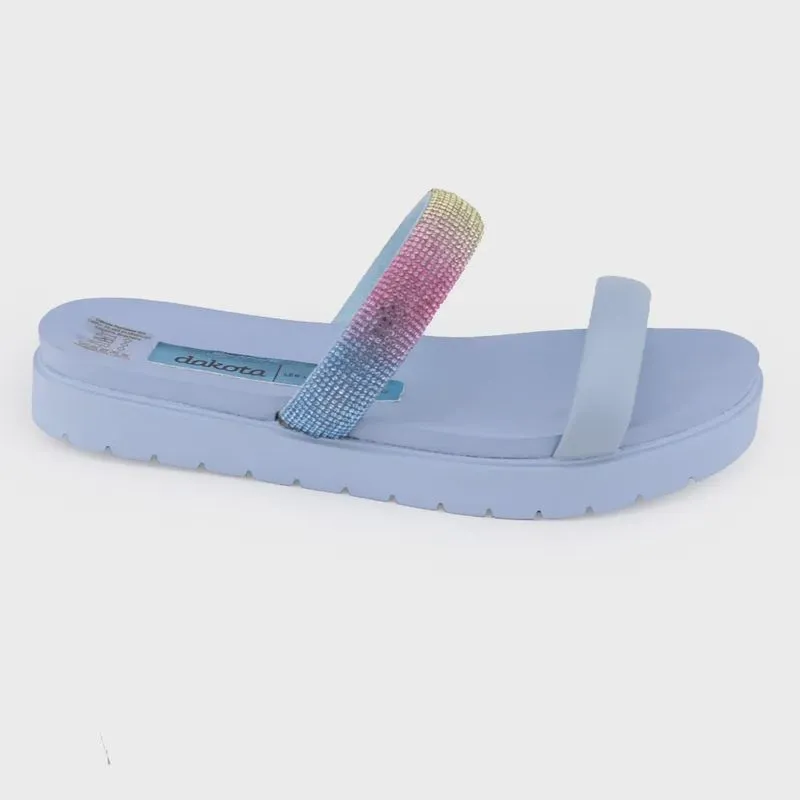 Chinelo Flatform fem Dakota Y0811 plataforma strass furtacor