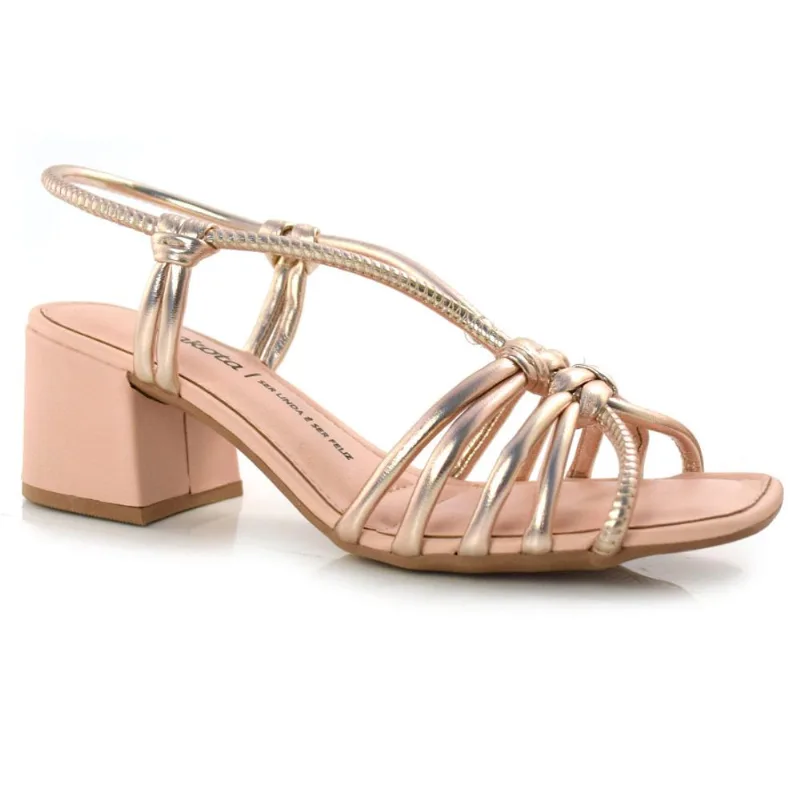 Sandália Feminina com Salto Bloco Dakota Ouro Rosê Y0821 37