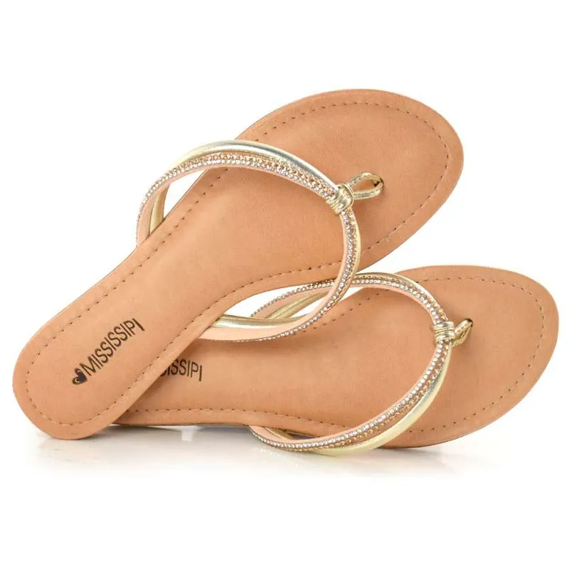 Tamanco Rasteira Feminino Mississipi Champagne Q7963 39