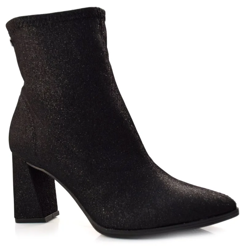 Bota Lurex com Salto Bloco Mississipi Preto Q8503 35