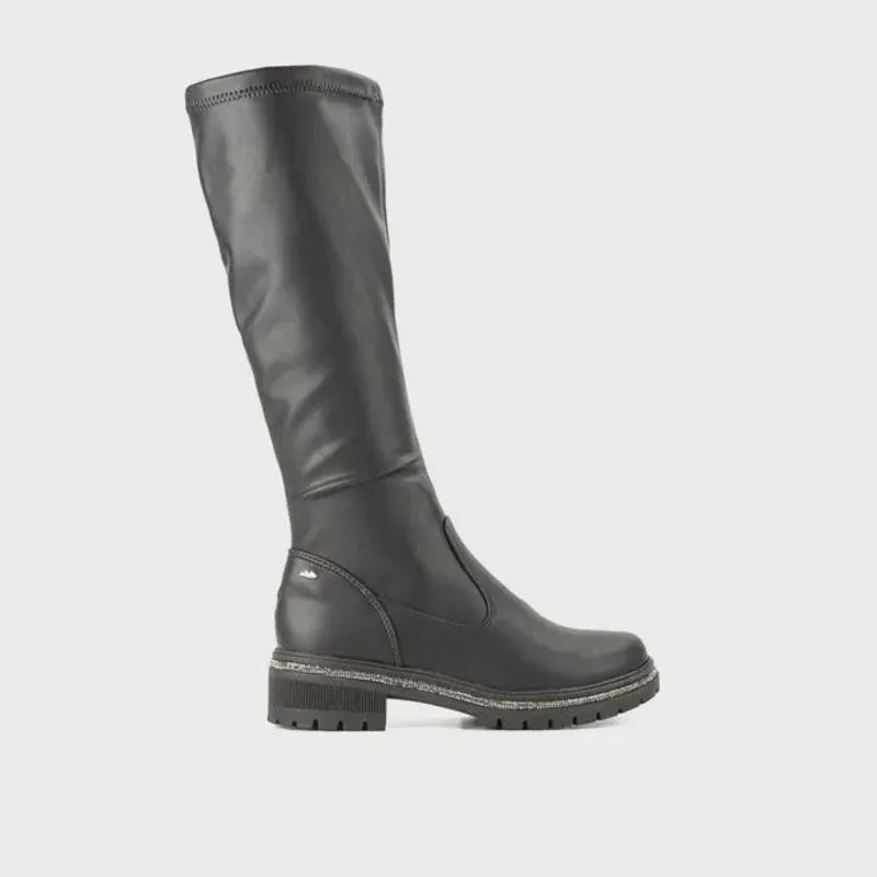 Bota Dakota Cano Alto Feminina Strass Zíper Preto