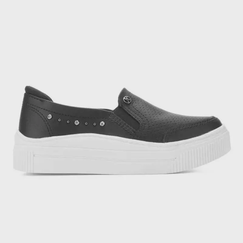 Tênis Kolosh Feminino Slip-On Plataforma Médio Preto