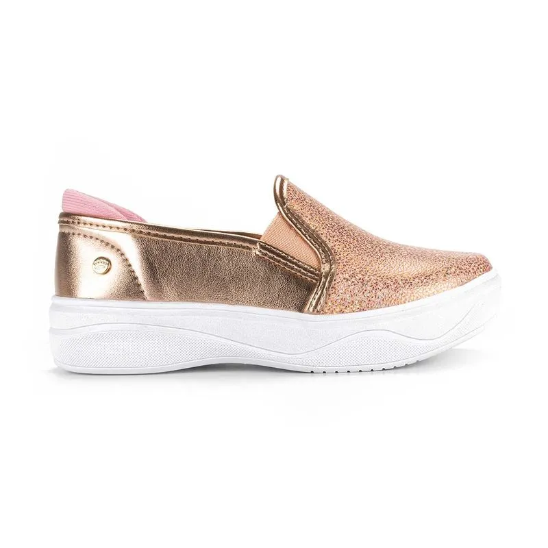 Tênis Pink Cats Infantil Slip On Metalizado 28