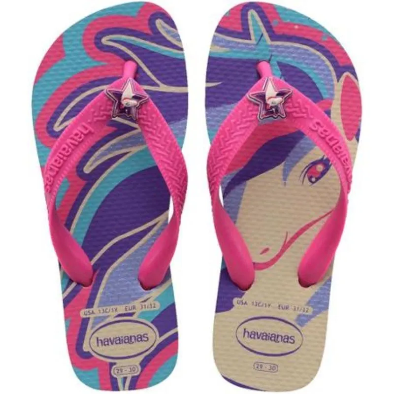 Sandálias Havaianas Kids Fantasy Bege Palha/Magenta Neon 31/32