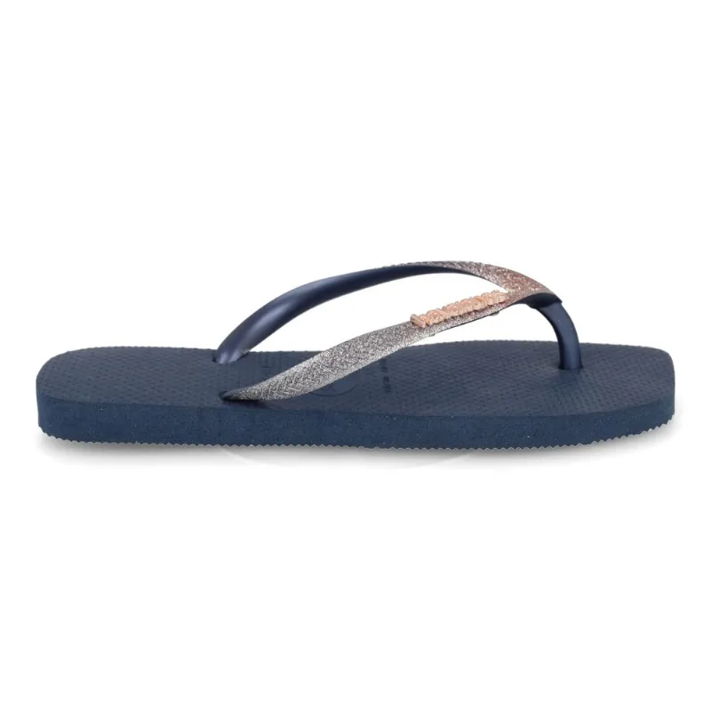 Chinelo Havaianas Sl Square Glitter Feminino Azul Índigo 37