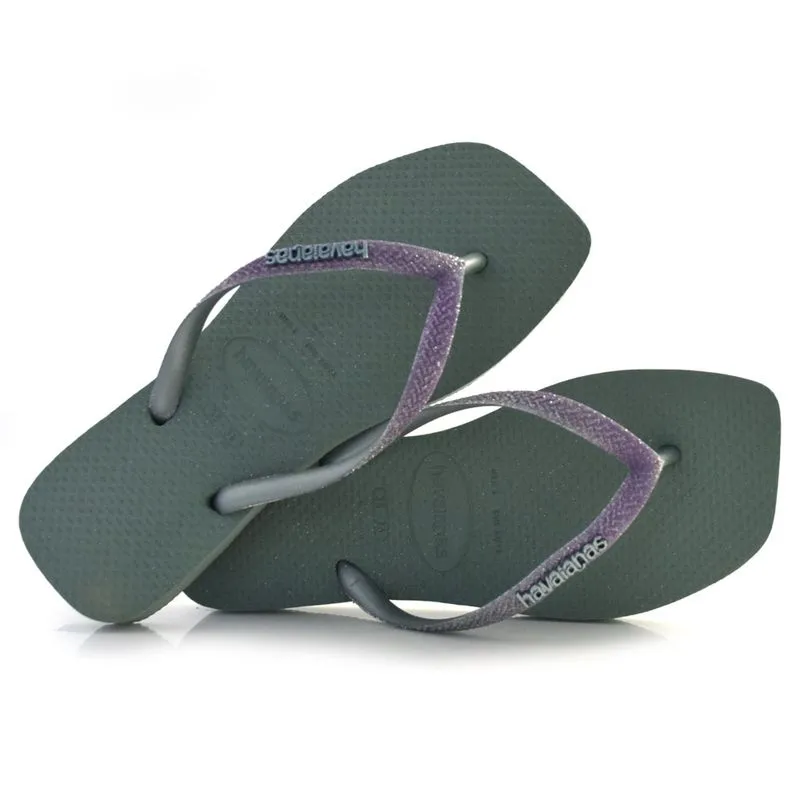 Chinelo Feminino Havaianas Slim Square Glitter Verde 4148102 39/40