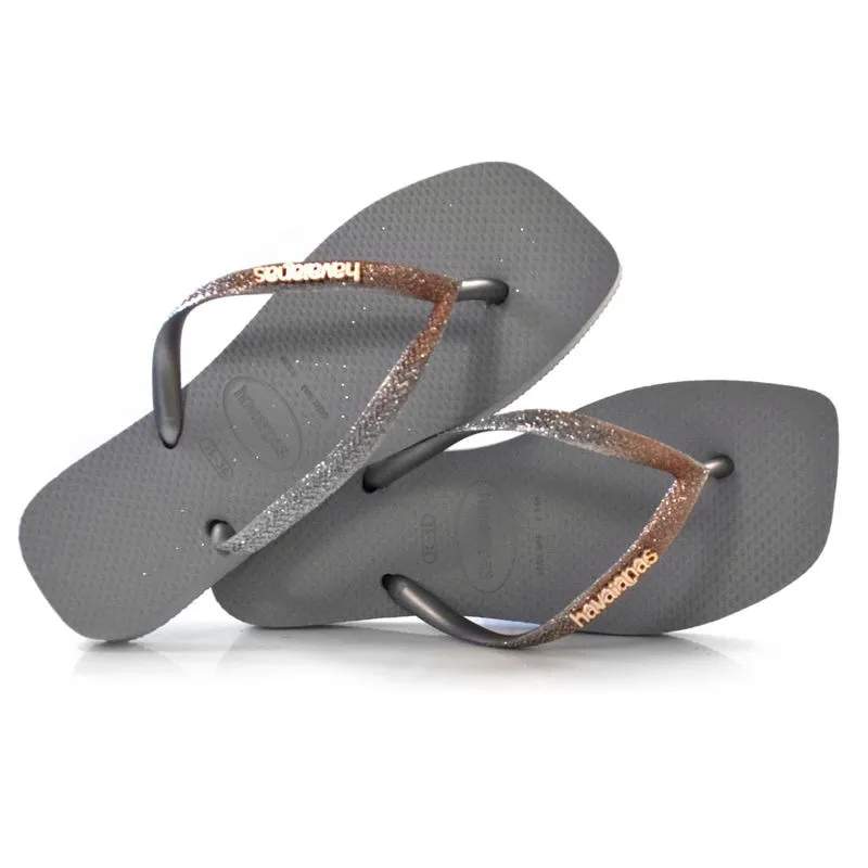 Chinelo Feminino Havaianas Slim Square Glitter Cinza 4148102 37/38