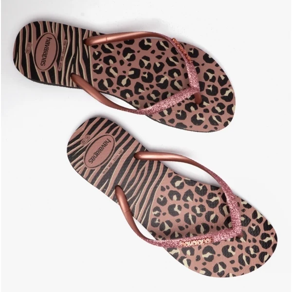 Havaianas HAV SLIM ANIMALS MIX Womens Flip-Flops Black/Gold UK 6/7