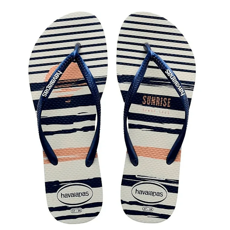Chinelo Havaianas Slim Nautical Branco/Marinho - 33/34