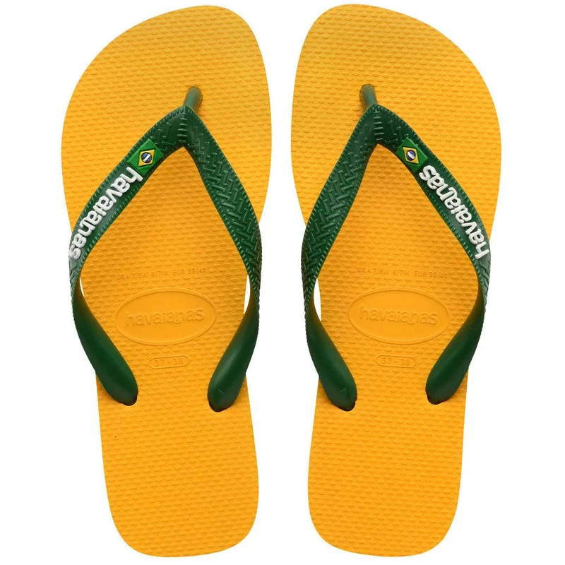 Chinelo Havaianas Brasil Logo Amarelo Pop / 45/46