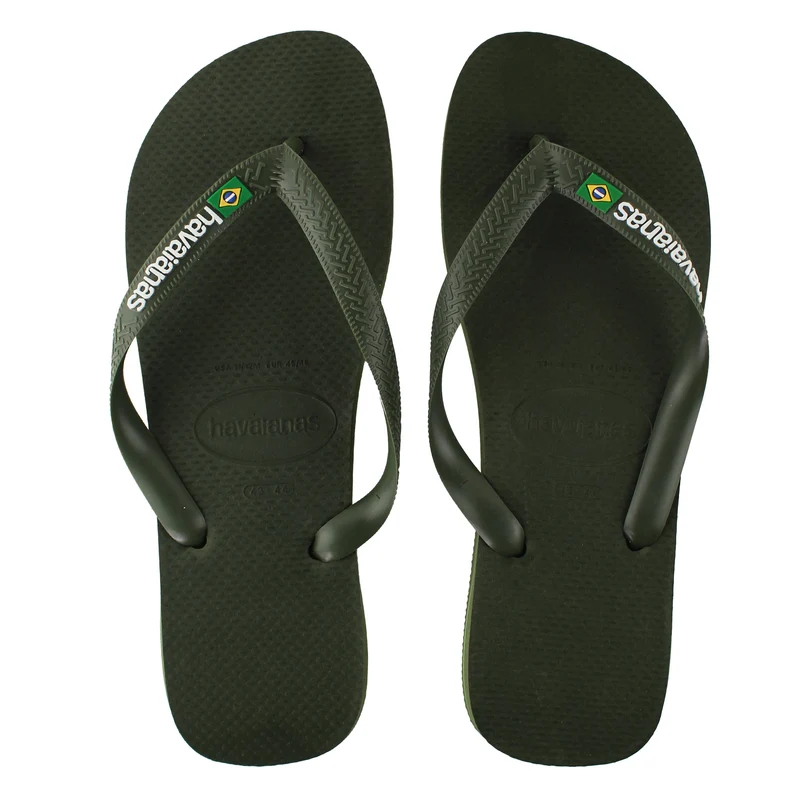 Havaianas Brasil Logo Unisex Dark Green Flip-Flops 25/26