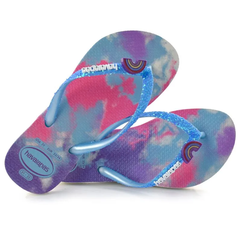 Chinelo Havaianas Infantil Slim Glitter Azul 4146976 27/28