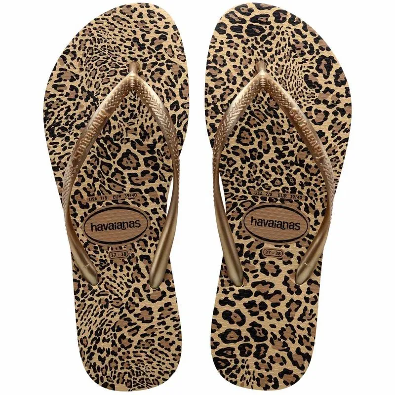 Sandália Havaianas Slim Animals Areia/Dourado 41/42 Sand?lia Havaianas Slim Animals Areia/Dourado 41/42