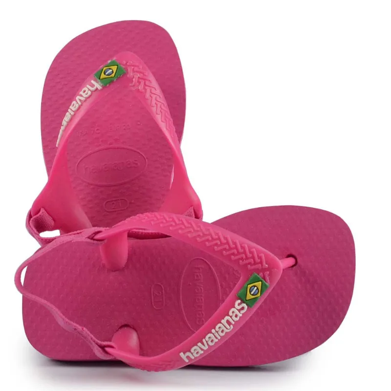 Chinelo Infantil Havaianas XS Baby 24/25 BRASIL LOGO 8418 ROSA FLUX/BCO 19 - Havaianas