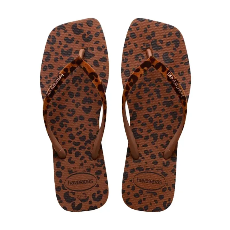 Chinelo Havaianas Slim Square Animal Print Onça FERRUGEM - 41