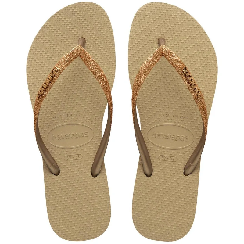 Chinelo Havaianas Slim Glitter II Dourado Claro / 31/32