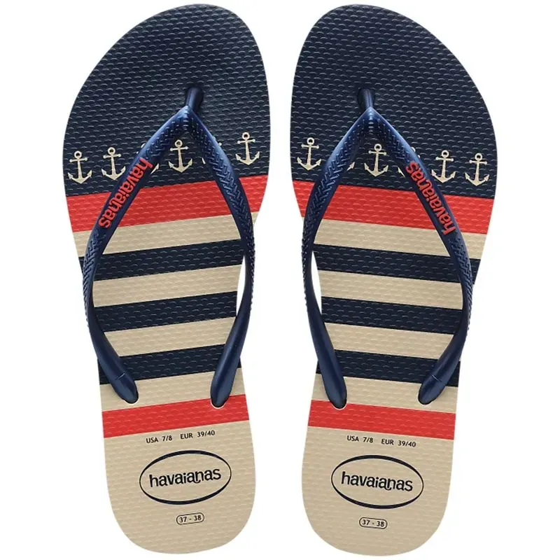 Havaianas Slim Nautical Bege/Marinho 35/36