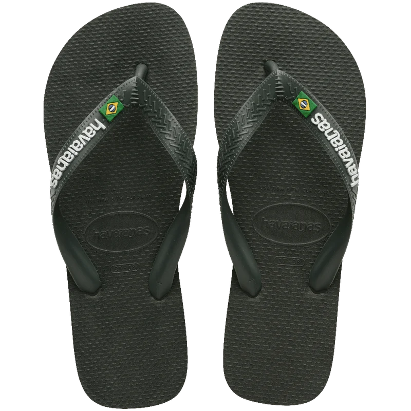 Chinelo Havaianas Brasil Logo Verde Olive / 33/34