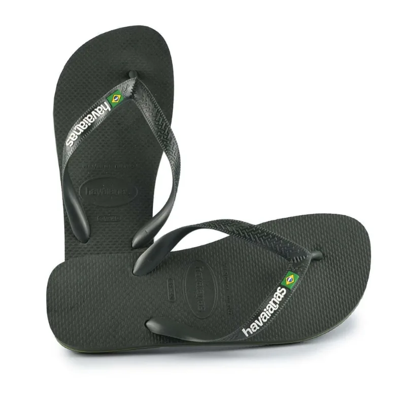 Chinelo Havaianas XS BRASIL LOGO 24/25 5983 VERDE OLIVE/VRD 35/36