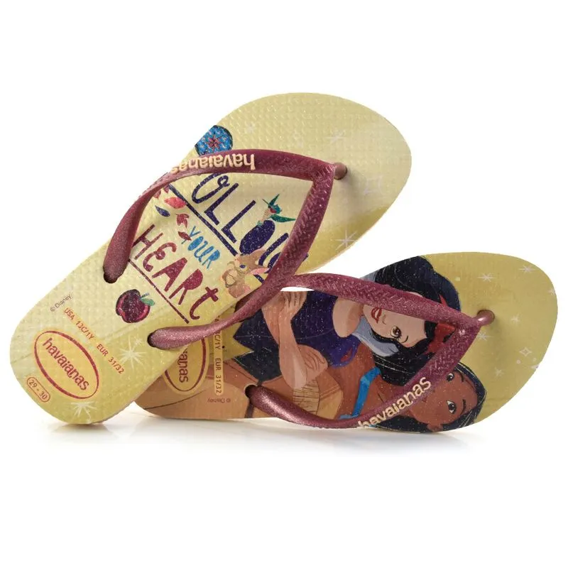 Chinelo Havaianas Kids Slim Princesas Amarelo 4123328 31/32