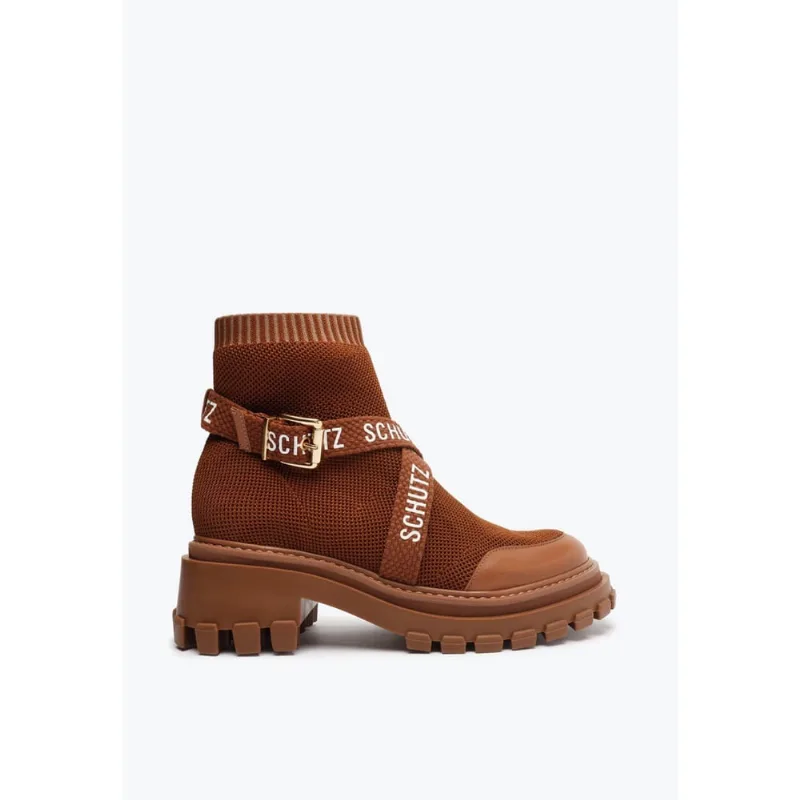 Bota tratorada logo knit marrom S 21204 0018 0003 schutz